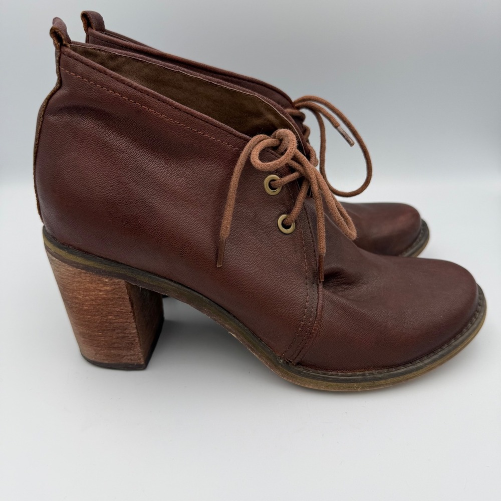 Jeffrey Campbell Boxxy Leather Ankle Boots Chunky Heel Brown Boho Womens Size 10 - Picture 4 of 9